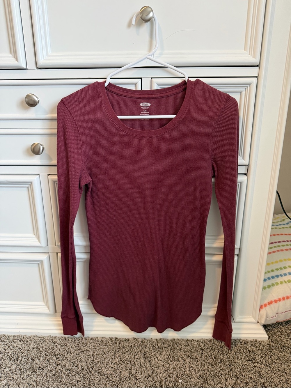 Old Navy Long Sleeve Waffle Knit Top - Wine
